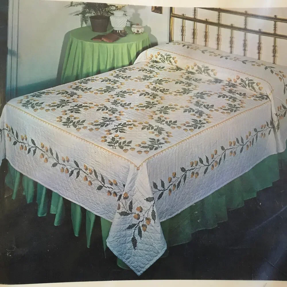 Bucilla Jiffy Cross Stitch Quilt Acorn Harvest Double Bed 90 x 103 NEW SEALED